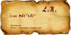 Lux Máté névjegykártya